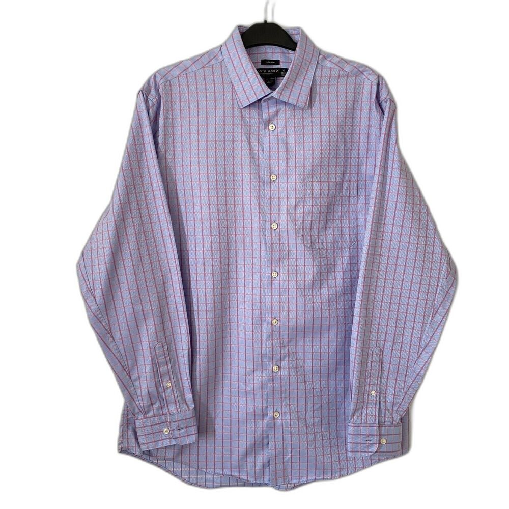 Pronto Uomo Men's Shirt Multi Plaid Long Sleeve Size Tall (17) 36/37‎ Non Iron